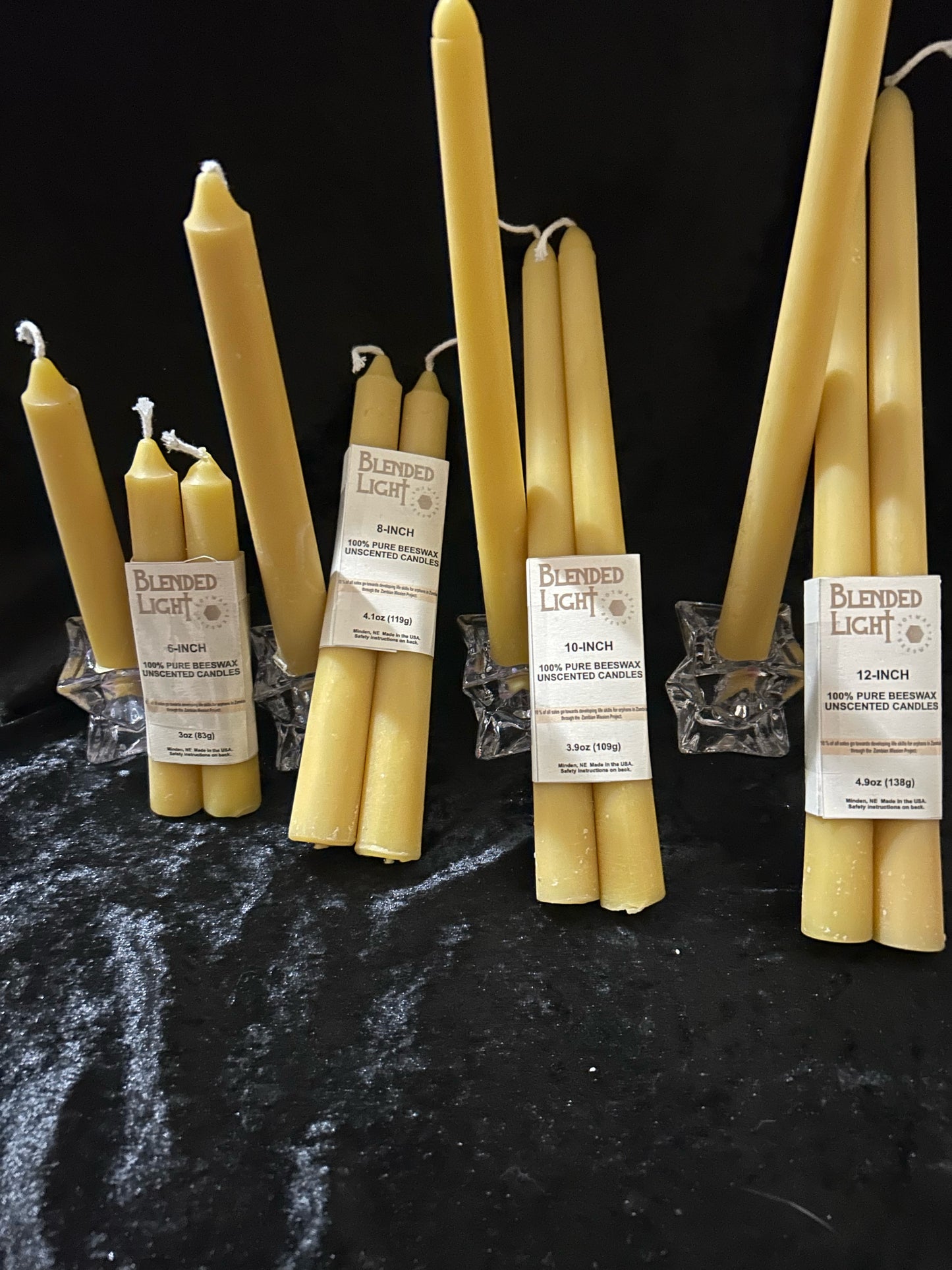 Pure Nebraskan Beeswax Tapers, 2-pack